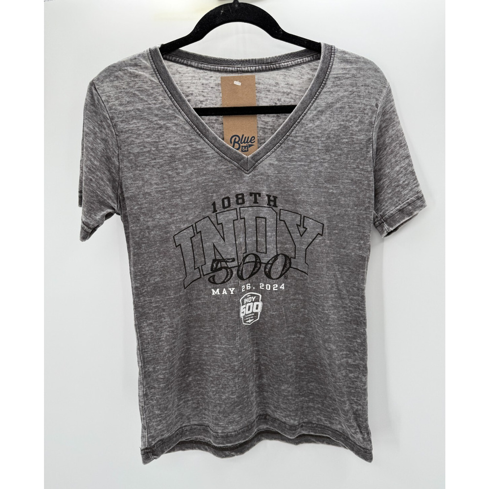 Indy 500 108th T Shirt Grey Womens Burnout V Neck Grey Size Small New Blue84